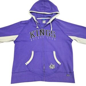 LA Kings Hoodie XXL Purple Full Zip Reebok NHL Hockey Y2K Streetwear Los Angeles